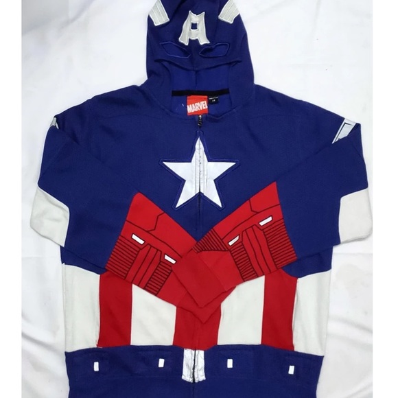 Marvel - Captain America Avenger jacket coat Hoodie Mask - Men's size L - Picture 2 of 7